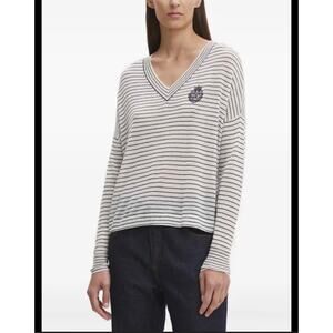 New the Kooples women’s striped emblem knit long sleeve shirt M